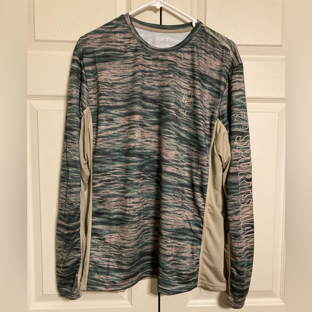 Sportsman Hydrotech camo long sleeve fishing shirt size large